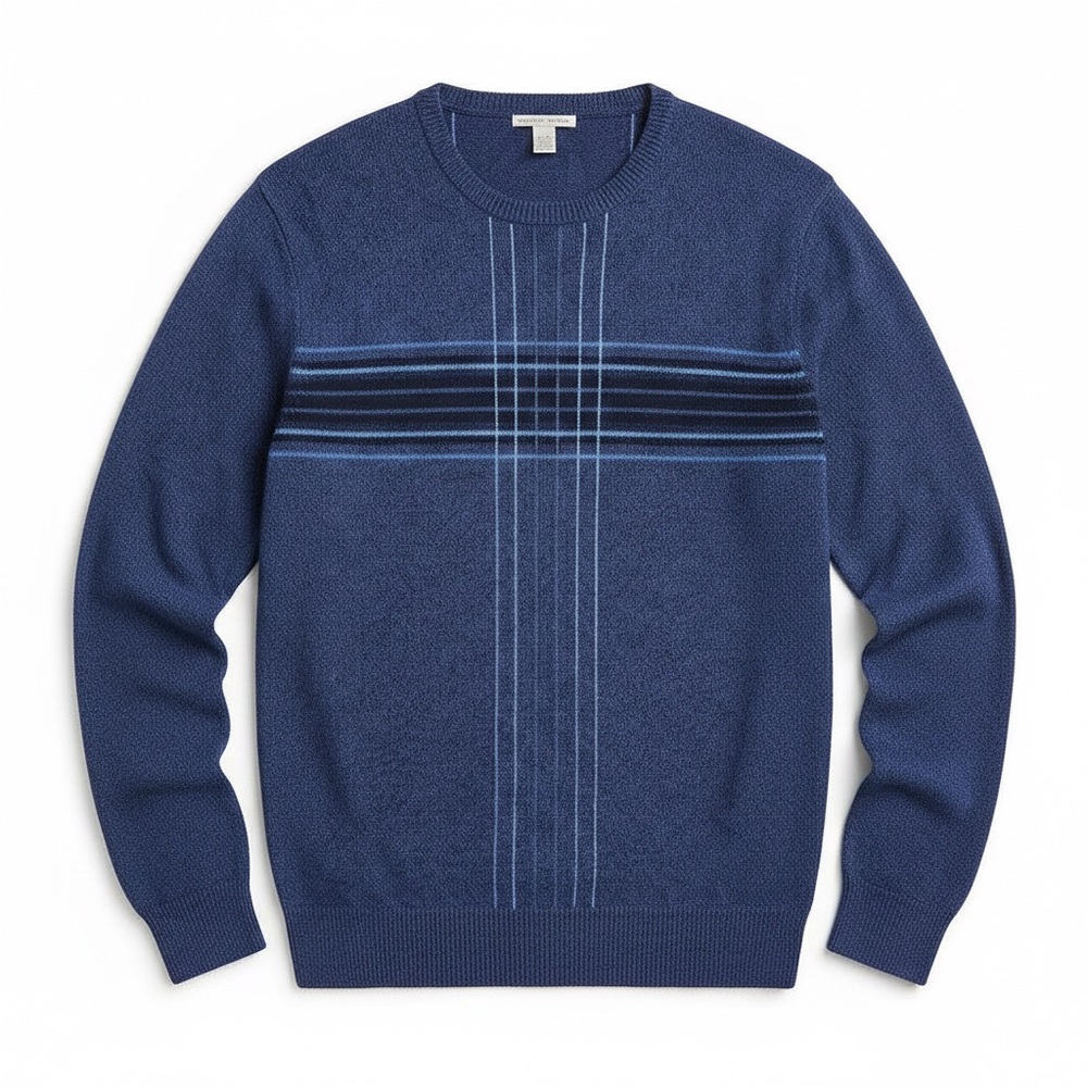 Geoffrey Beene Men's Sweater XL Blue Crew Neck Pullover 100% Acrylic